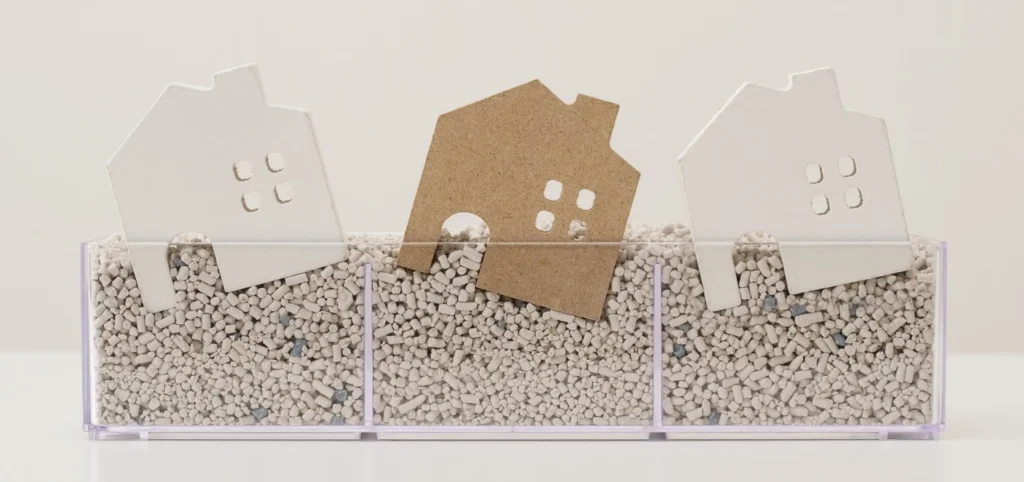 家が傾いている写真