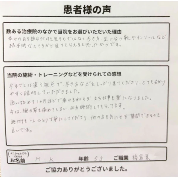 患者さんの声M.K